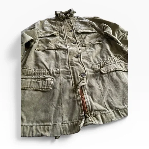 Free People Utility Jacket Olive Green size XS 100% Cotton Military Style Cargo - Picture 8 of 14